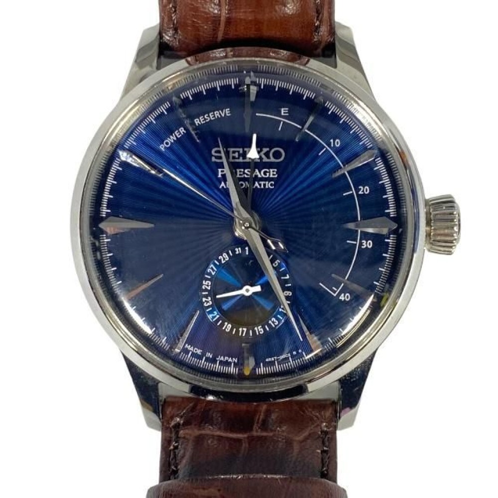 SEIKO Presage Power Reserve 4R57-00E0 Date Silver Brown SEIKO Presage Power Reserve 4R57-00E0 Date Silver Brown