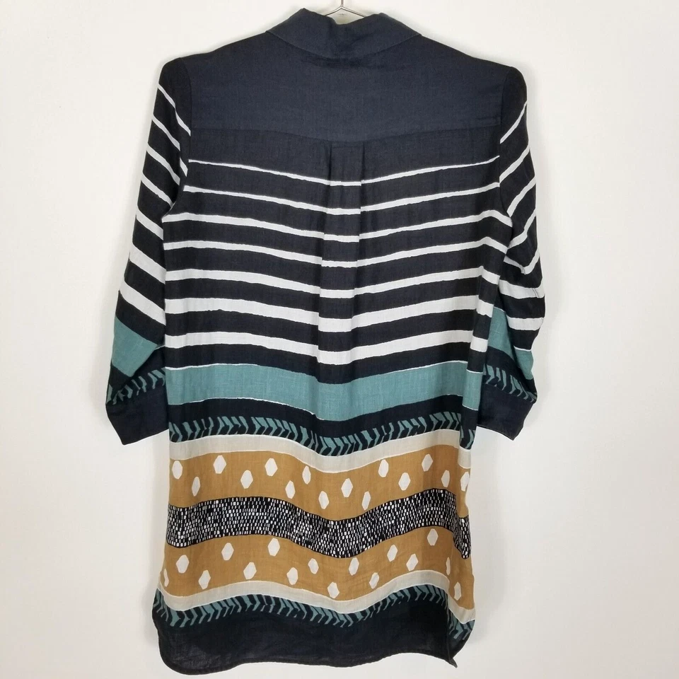 Camisa Weekend Max Mara Mujer Multicolor Estampada Mezcla de Lino Botón Frontal Talla M Foto 4 de 4