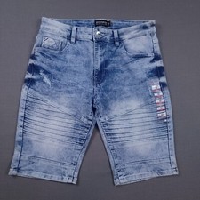 NWT Southpole Vintage Y2K Men's Slim Stretch Acid Wash Rib Jean Shorts Size 32