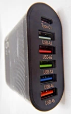 USB Fast Quick Charger -Multi 65 W- Faster Charger- Black