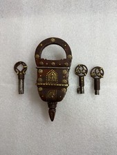 Vintage Zamek Rzadki Metal Żelazo Kwadratowe Trudne Puzzle Malowane Malowane Z 3