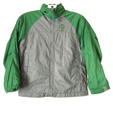 GAP Kids Boys Windbreaker gray/green Jersey Lined Windbuster Hood Jacket M 8 