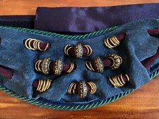 Women's Vintage Carolyn Tanner Designs Suede and Beaded Belt, Adjustable Size
