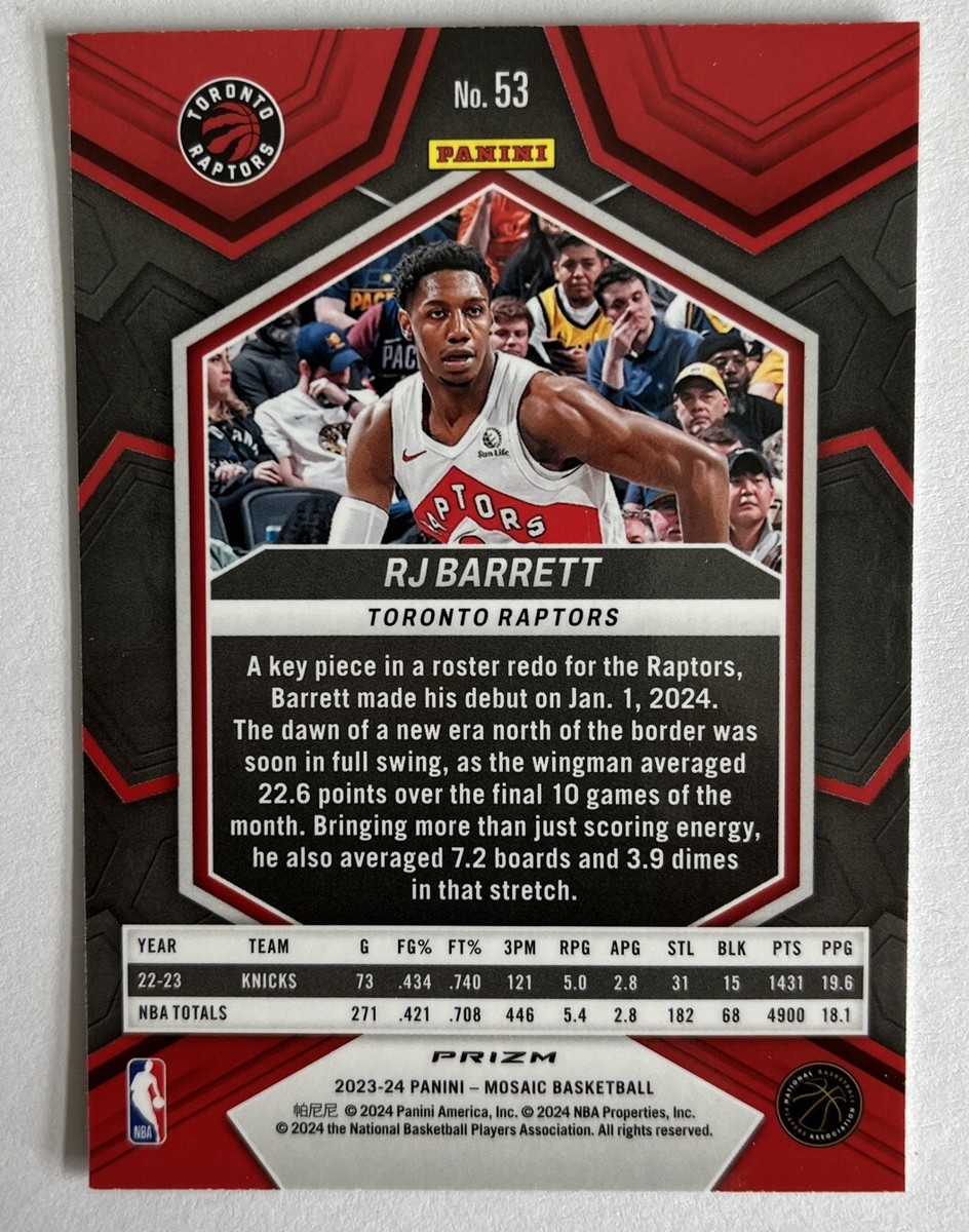 2023-24 Panini Mosaic RJ Barrett Green Mosaic Prizm #53 2023-24 Panini Mosaic RJ Barrett Green Mosaic Prizm #53