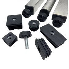 M8 Black Nuts Square Plastic End Adjustable Table Foot Furniture Leveling Feet