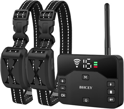 BHCEY Wireless Dog Fence, 2024 Electric Fence for 2 Dogs Shocks Training Collar