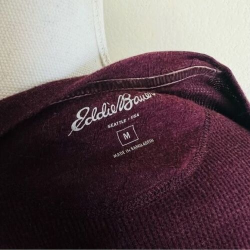 Camicetta manica lunga Y2K Eddie Bauer marrone con bottoni Henley - Foto 4 di 5