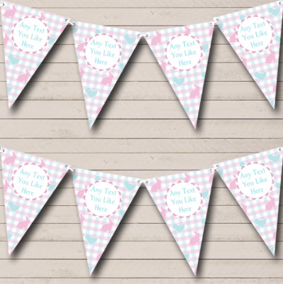 Party Banner Wimpelkette rosa blau Ostern Küken Hase personalisiert Ostern