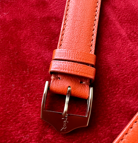 Reloj Genuino Original YVES SAINT LAURENT Correa de Cuero Naranja 16 mm Con Hebilla - Imagen 7 de 9