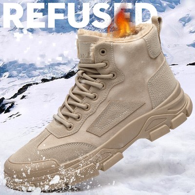 Men\'s Winter Snow Boots Slip-On Warm Waterproof Non-Slip Casual Xfvqtps Mens Snow Boots Zipper Up Simplicity Plush Fleece  main image 4