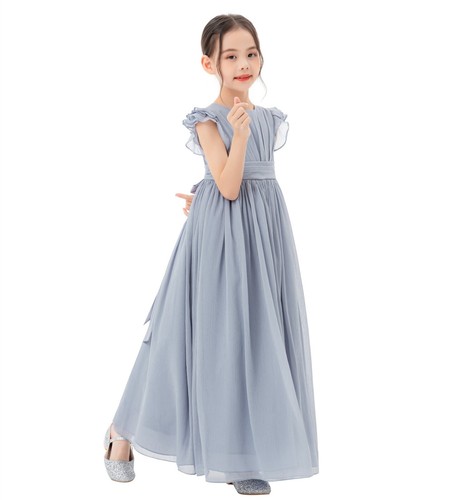A-Line Scoop Neck Girls Dresses Chiffon Pleated Dress A-Line Flower Girl Dresses - Picture 25 of 43