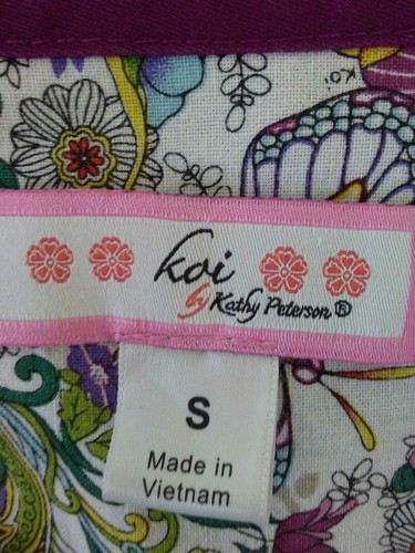 Koi by Kathy Peterson Womens sz S Scrub Top Dark Plum Tie Waist 2 Pockets #137 - Picture 2 of 6
