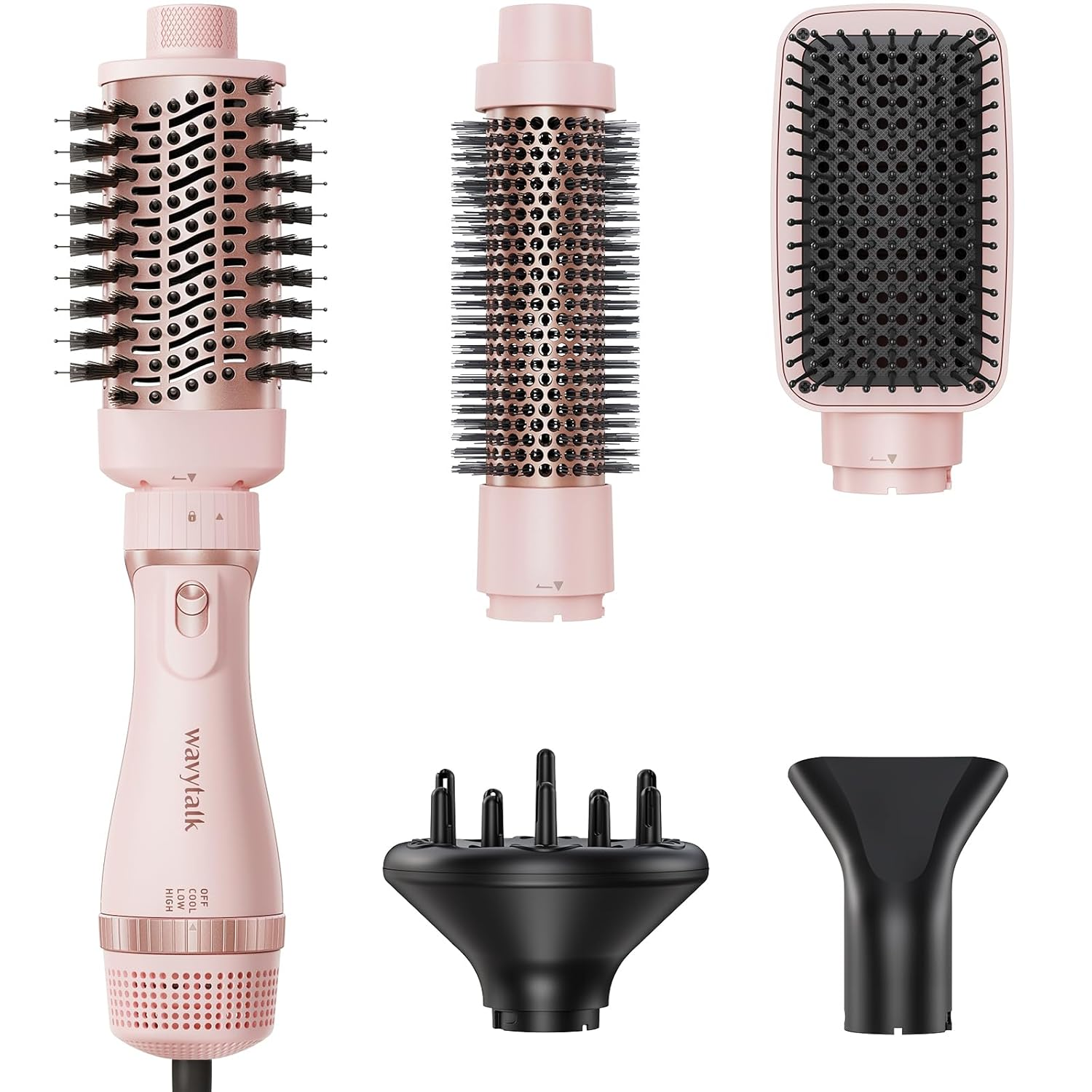 5-in-1 Hair Dryer Brush Kit with Oval Blowout Brush & Styling Attachments-image
