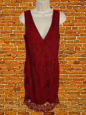 BNWT NEXT UK 12 RED SLEEVELESS LACE FORMAL OCCASION PARTY MINI SUMMER DRESS