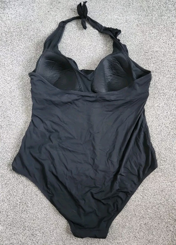 MATALAN LADIES BLACK RUFFLE HALTER NECK SWIMSUIT SWIMMING COSTUME 18 eBay