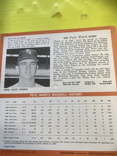 1964 AURAVISION - PETE WARD -Sports Record 33 1/3 RPM. Graded Gem Mint #381 - Picture 3 of 3