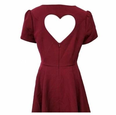 Maison Jules Womens 6 Burgundy Heart Cutout Back Short Sleeve Dress NWT  AY48 | eBay