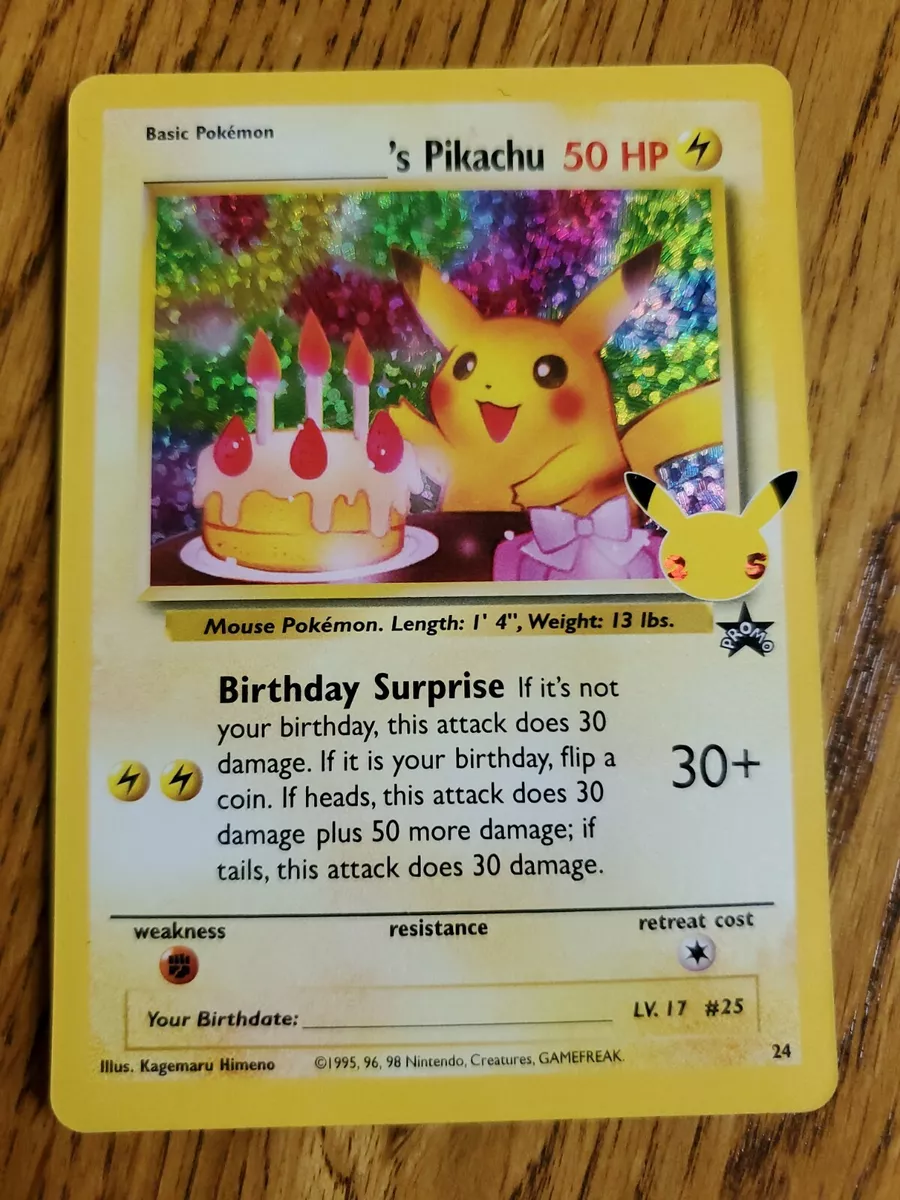 Pokémon Celebrations Pikachu, 25th Anniversary Full Art Rare Holo +  Surprise Card!