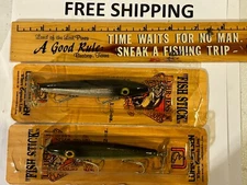 LOT OF 2 LUHR JENSEN TOPWATER FISHING LURE FISH STICK MODELS NOS NIP TACKLE FIND