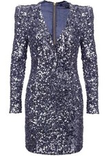 ICONIC BNWOT 6 FRENCH CONNECTION SAMANTHA SILVER BLUE SEQUIN COCKTAIL DRESS XMAS