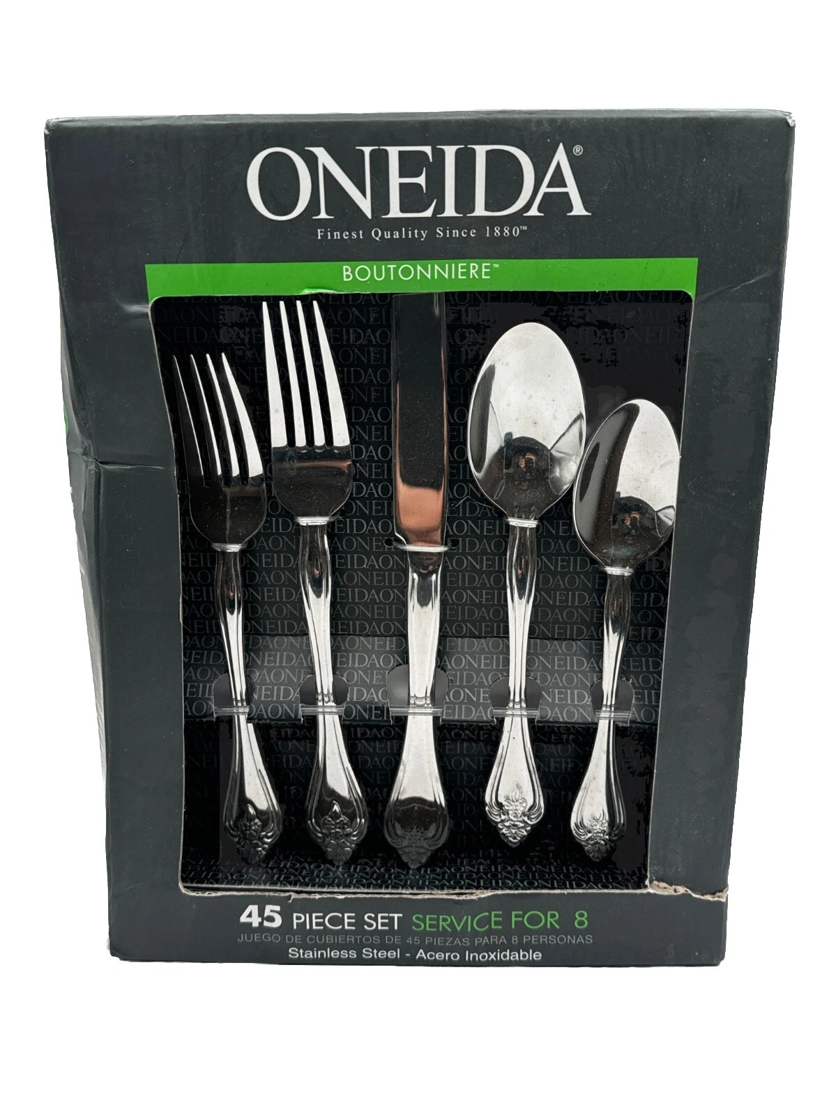 OPEND BOX - Oneida 18/0 Stainless Steel 45-Piece Flatware Set | Boutonniere