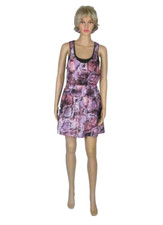 GUESS Size S NWT Pink Black Racer Back Print Jersey Lined Casual Mini Tank Dress