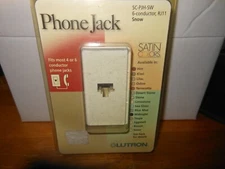New Lutron 6-Conductor RJ11 Phone Jack Model SC-PJH-SW In Snow White