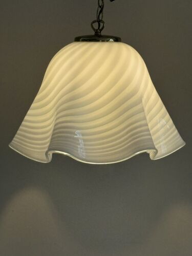 MURANO Italian White Striated Glass Pendant Chandelier Ceiling Light Italy - Picture 14 of 14