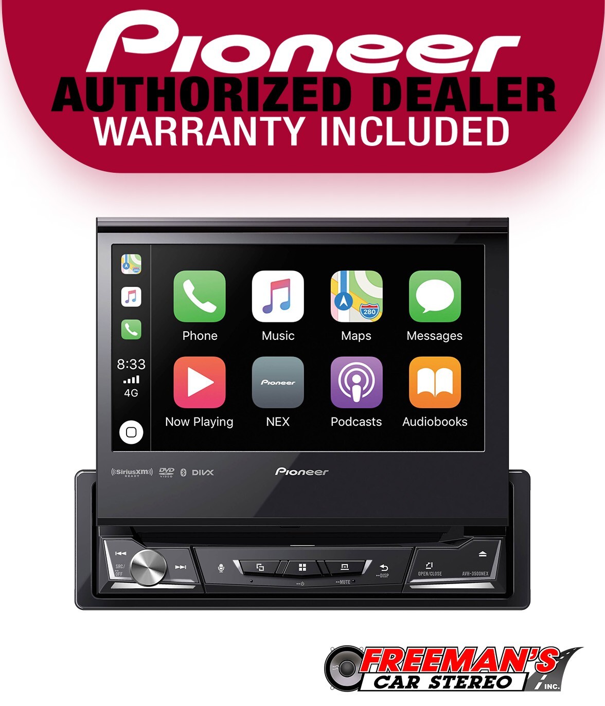 Pioneer AVH-3500NEX 1-DIN Multimedia DVD Receiver with 6.8" 