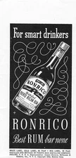 Ronrico Rum Print Ad Vintage 1940s Mid Century Bar Collectible Wall Art 1942