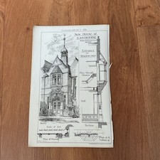 Antique Print 1879 EASTBOURNE - A new house - Architect Robert W EDIS