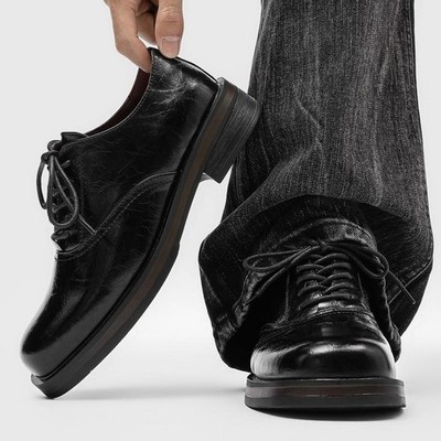 Men's Business Outdoor Big Round Toe Faux Leather Oxfords Formal Dress Shoes SZ