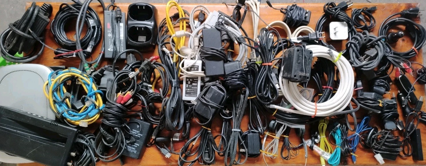 Lot of 130+ Miscellaneous Wires Cords AC Adaptors Chargers HDMI Phone Ethernet