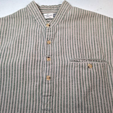 Vtg My Grandfather Shirt Men XL Green Stripe Cotton Flannel Work Ireland READ
