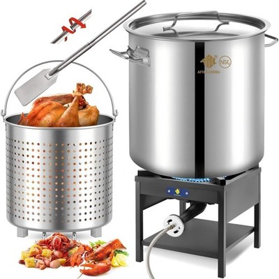 ARC 100QT Stainless Steel Seafood Boiling Kit with 48'' Mixing Paddle