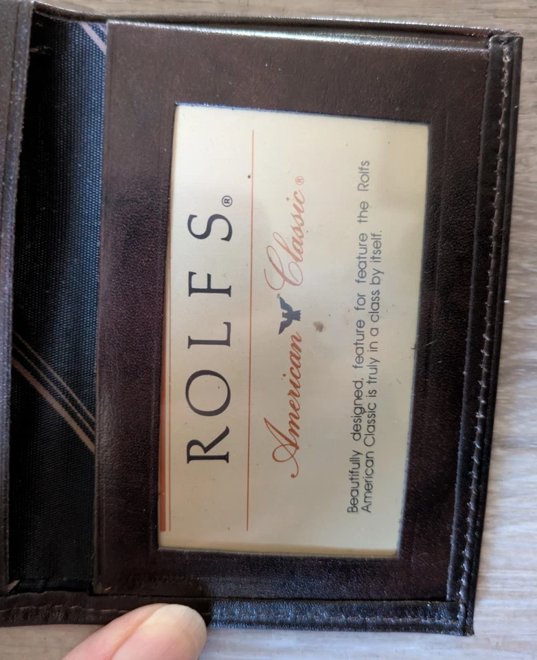 Cartera de cuero marrón Rolfs de colección 1985 triple pliegue cuero de vaca nueva con etiquetas Foto 4 de 4