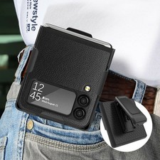 Fit For Samsung Galaxy Z Flip 3 5G Belt Clip Holster Stand Leather Combo Case
