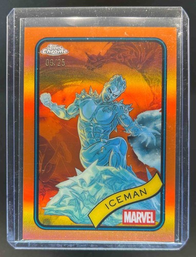 2025 Topps Chrome Marvel Iceman Orange Refractor #9/25