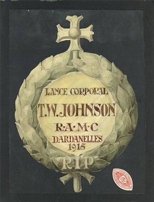 John Hardman & Co Gemälde 1. Weltkrieg Lance Corporal T W Johnson RAMC Dardanellen 1915