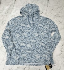 Burlebo Performance NEW Hoodie Mens Seaside Camo Blue Lightweight Fishing XXL
