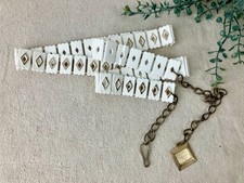 VTG Ladies Belt White Plastic Tiles Link Style Gold Tone Diamond Detailing Chain
