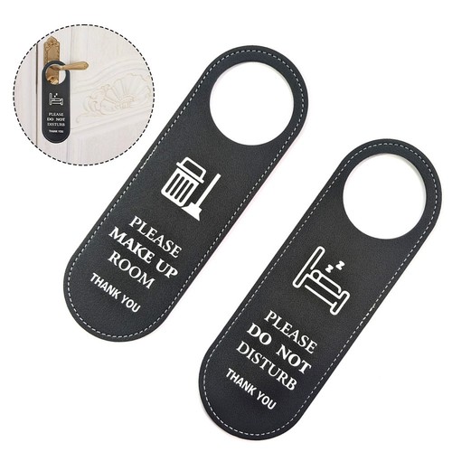 Leather Double Sided Do Not Disturb Sign Perfect for Hotels and Offices - Picture 3 of 12