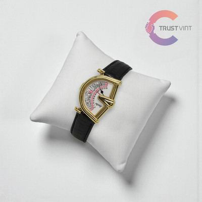 Jean D'Eve Sectora Retrograde Gold Plated Quartz Watch Black Leather JPN