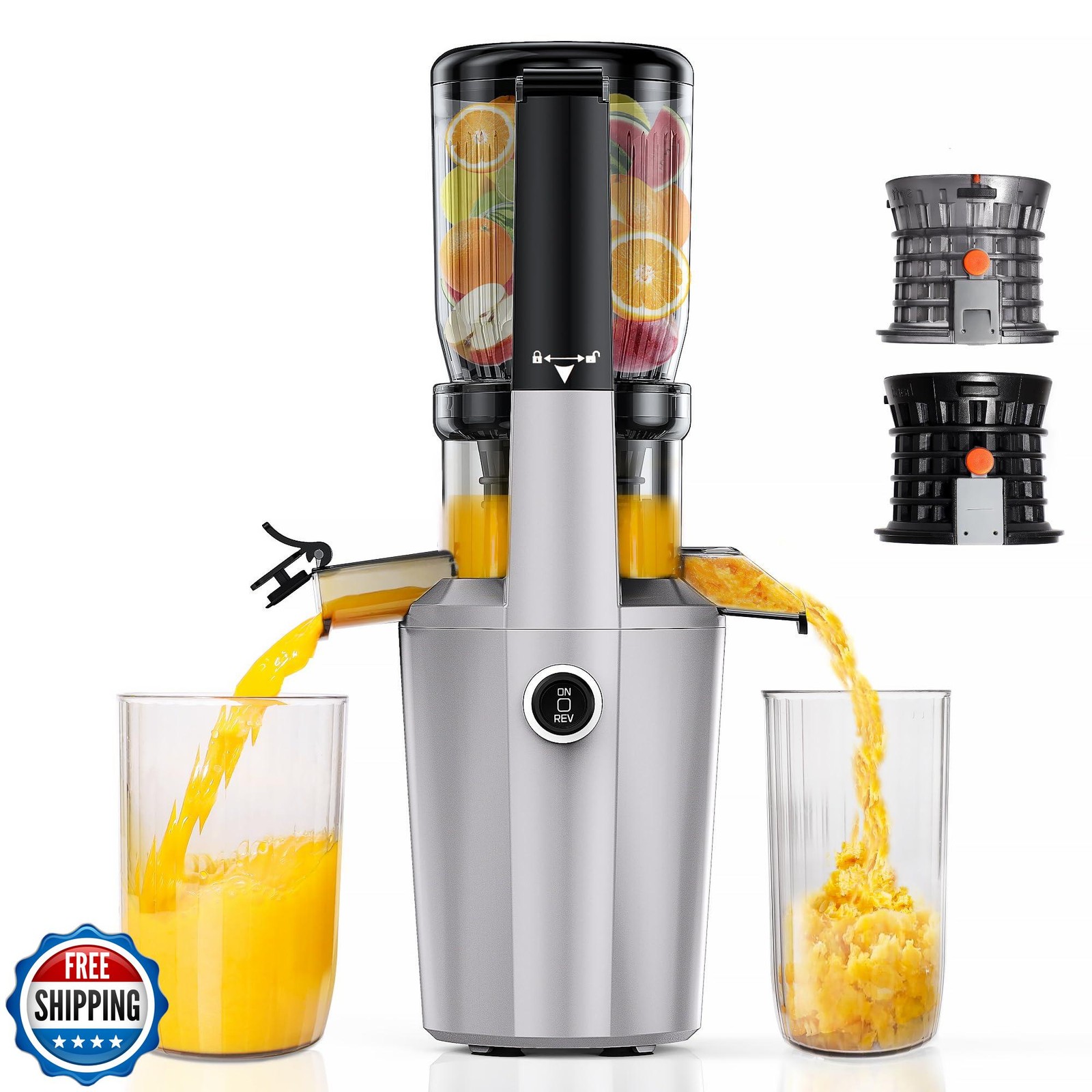 Cold Press Juicer Machine, Slow Masticating Juicer with 96% Yield, Wide Chute