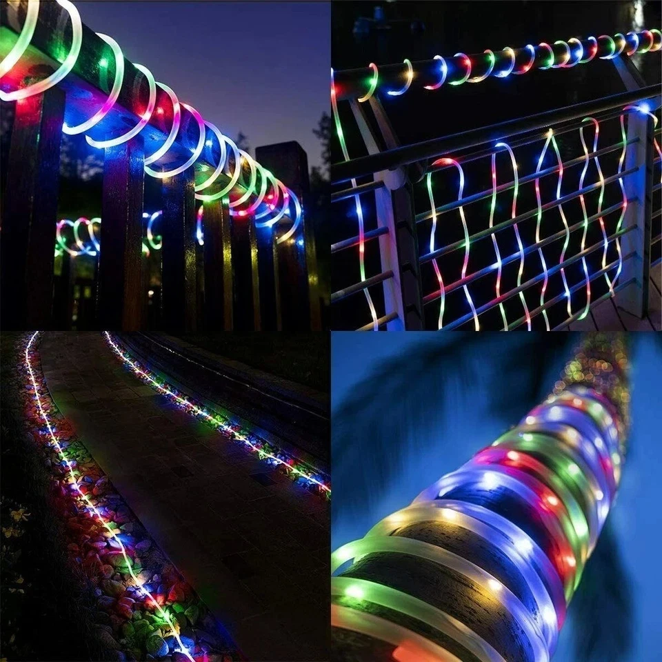 Solar Powered Rope Fairy String Lights Waterproof Outdoor Garden Pool Decoration - Image 4 of 4
