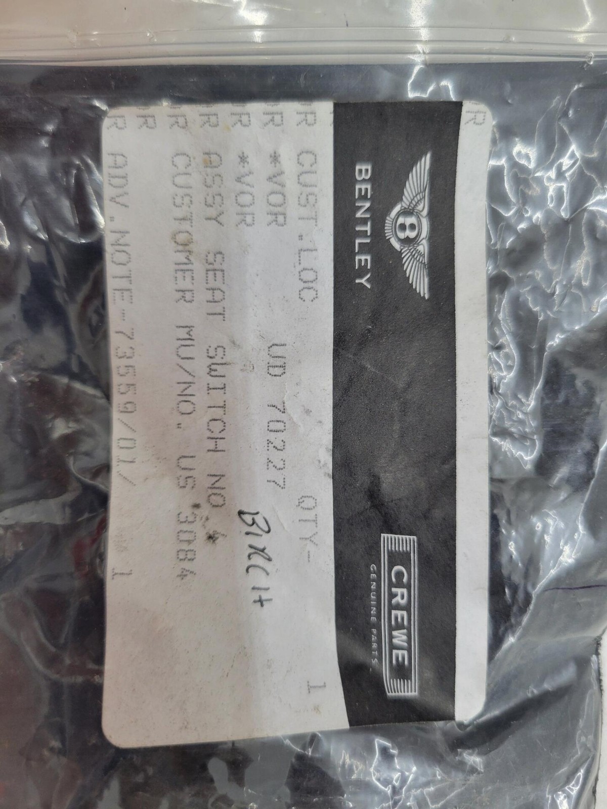 Bentley Assy Seat Switch No 4 UD70227 OEM