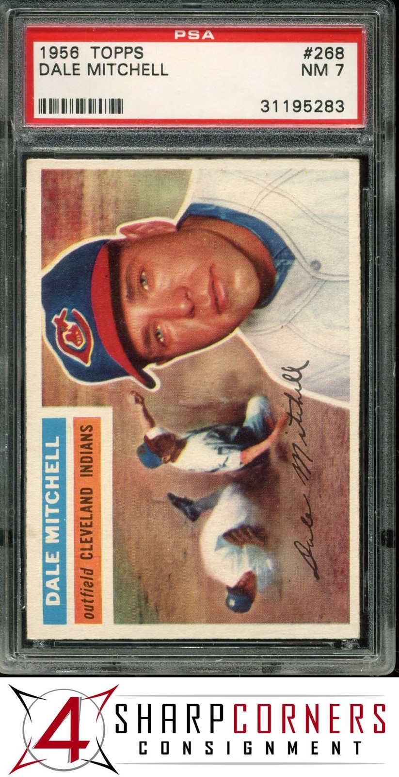 1956 TOPPS #268 DALE MITCHELL INDIANS PSA 7