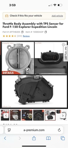 Throttle Body Assembly With TPS Sensor Ford F-150 Explorer Expedition Lincoln - Foto 6 di 12