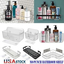 Punch-free Bathroom Storage Rack Shelf Wall Mounted Luxury Kitchen Organizer US