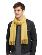 Lanvin Yellow Luxurious Modern 100 Cashmere Scarf